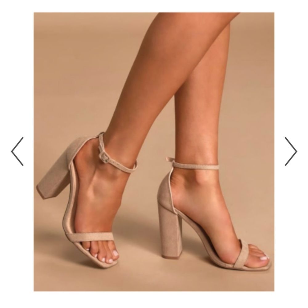 Lulu's Nude/Tan Block Heel Ankle Strap Sandals – Size 7.5 – Like New